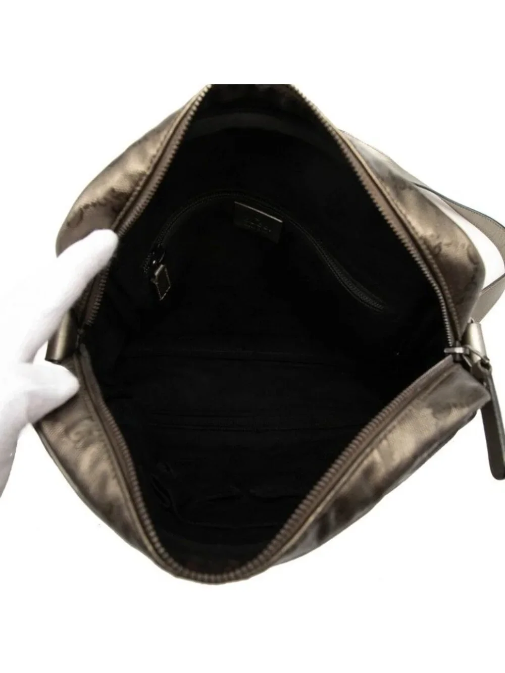 Gucci GG Supreme Crossbody Shoulder Bag Gold Brown Leather
